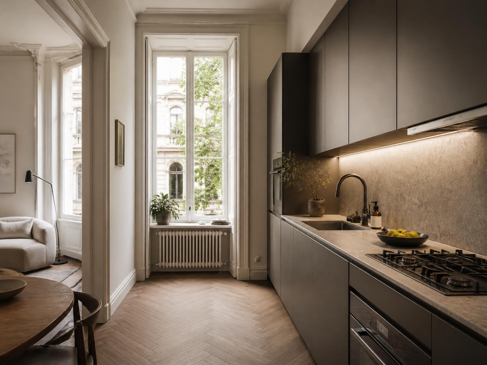 Nieuwe keuken in een gerenoveerd Antwerps appartement