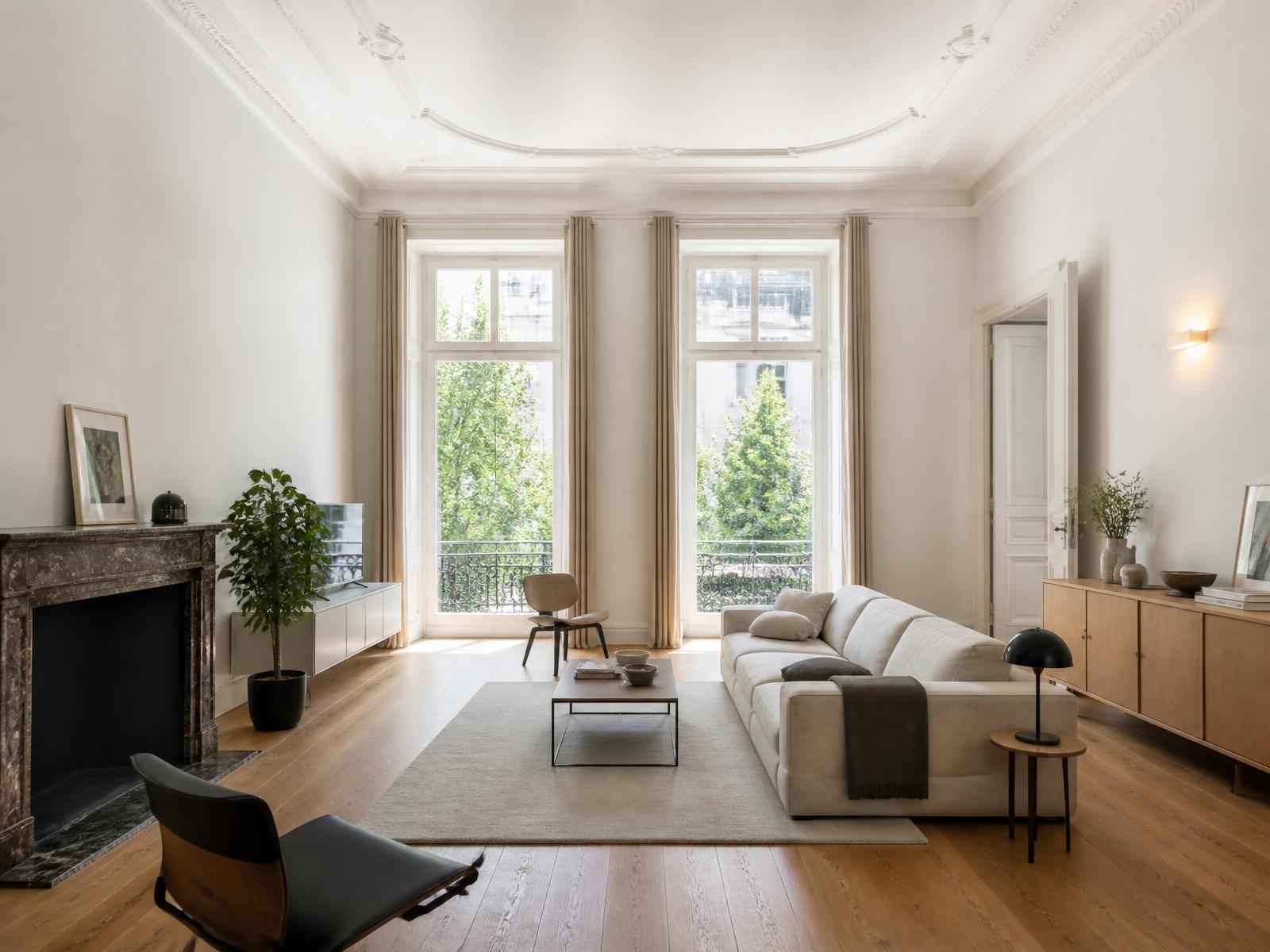 Afgewerkt interieur na een totaalrenovatie in Antwerpen